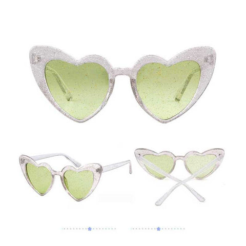 Glitter Sun glasses Trendy Heart Shaped Sunglasses Women Brand Designer Vintage Pink Cat eye Glasses Retro Love Heart Goggles