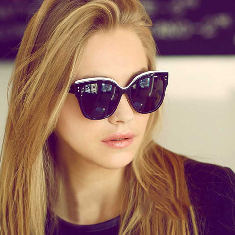Cateye Sunglasses Woman UV400 Vintage Cat eye Sun glasses Sexy Ladies Fashion Shades Female Plasitc Retro Coating Mirror Glasses