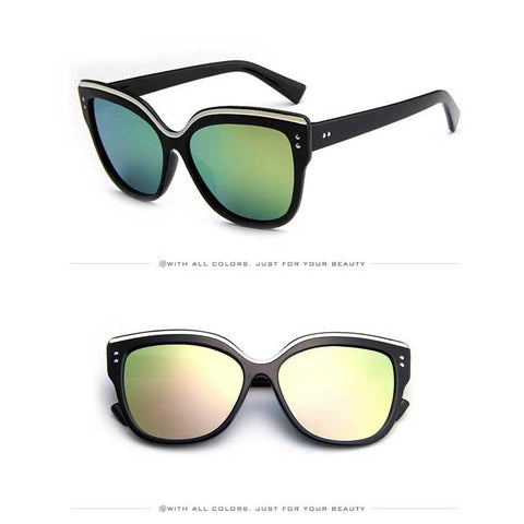 Cateye Sunglasses Woman UV400 Vintage Cat eye Sun glasses Sexy Ladies Fashion Shades Female Plasitc Retro Coating Mirror Glasses