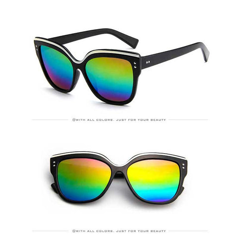 Cateye Sunglasses Woman UV400 Vintage Cat eye Sun glasses Sexy Ladies Fashion Shades Female Plasitc Retro Coating Mirror Glasses