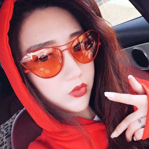 2018 Cat Eye Sun glasses for Women New Gradient Lens Metal Sun glasses Ladies Vintage Red Glasses Female Retro Alloy Eyewear