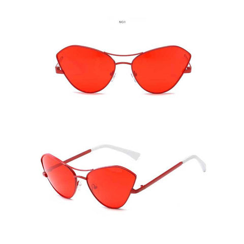 2018 Cat Eye Sun glasses for Women New Gradient Lens Metal Sun glasses Ladies Vintage Red Glasses Female Retro Alloy Eyewear