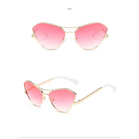 2018 Cat Eye Sun glasses for Women New Gradient Lens Metal Sun glasses Ladies Vintage Red Glasses Female Retro Alloy Eyewear