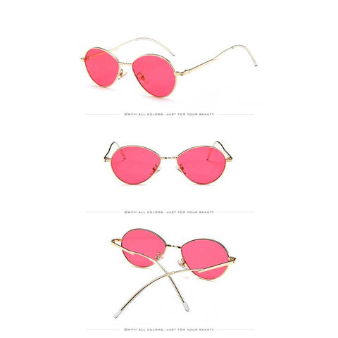 Dripping Sunglasses for Women Brand Designer Fashion Vintage Alloy Oval Frame Sun Glasses Men Tinted Color Glasses Retro Eyewear