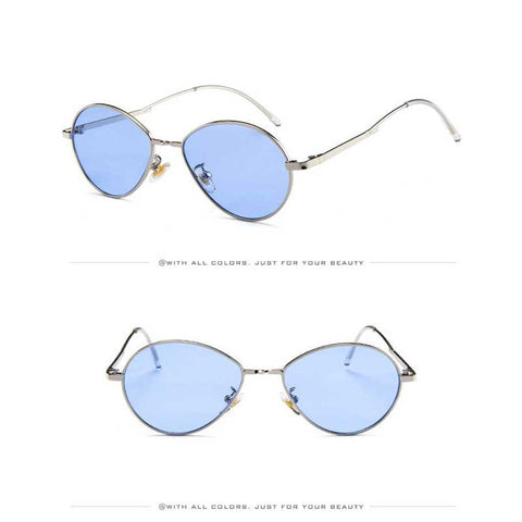 Dripping Sunglasses for Women Brand Designer Fashion Vintage Alloy Oval Frame Sun Glasses Men Tinted Color Glasses Retro Eyewear