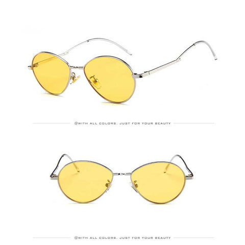 Dripping Sunglasses for Women Brand Designer Fashion Vintage Alloy Oval Frame Sun Glasses Men Tinted Color Glasses Retro Eyewear