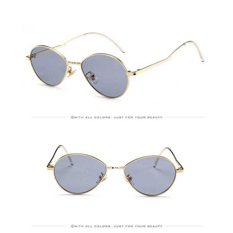 Dripping Sunglasses for Women Brand Designer Fashion Vintage Alloy Oval Frame Sun Glasses Men Tinted Color Glasses Retro Eyewear