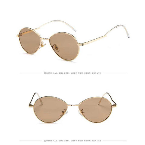 Dripping Sunglasses for Women Brand Designer Fashion Vintage Alloy Oval Frame Sun Glasses Men Tinted Color Glasses Retro Eyewear
