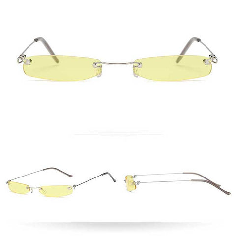 Small Square Women Brand Designer 2018 Clear Pink Yellow Glasses Vintage Metal Frame Sun glasses Ladies Ocean Mirror Eyewear