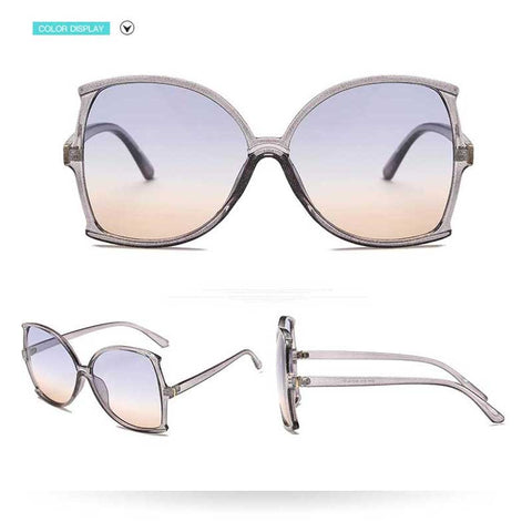 Vintage Big Frame Fishtail Sunglasses Women 2018 Gradient Square Sun glasses for Female Retro Oversized Glasses Trendy Eyewear