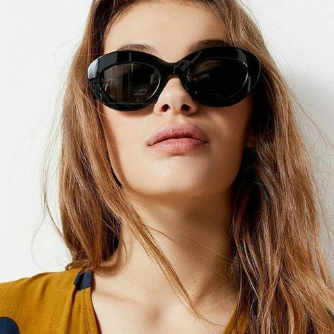 Oval Sunglasses Women Vintage Yellow Pink Lens Glasses Retro Shades For Women Ocean Mirror Sun glasses Fashion Eyewear UV400