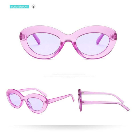 Oval Sunglasses Women Vintage Yellow Pink Lens Glasses Retro Shades For Women Ocean Mirror Sun glasses Fashion Eyewear UV400