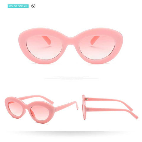 Oval Sunglasses Women Vintage Yellow Pink Lens Glasses Retro Shades For Women Ocean Mirror Sun glasses Fashion Eyewear UV400