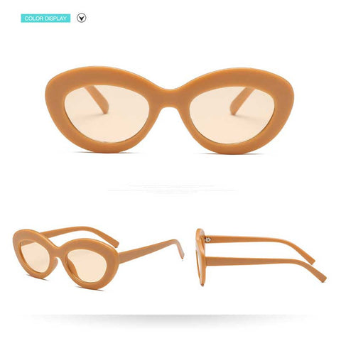 Oval Sunglasses Women Vintage Yellow Pink Lens Glasses Retro Shades For Women Ocean Mirror Sun glasses Fashion Eyewear UV400