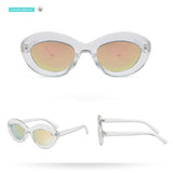 Oval Sunglasses Women Vintage Yellow Pink Lens Glasses Retro Shades For Women Ocean Mirror Sun glasses Fashion Eyewear UV400