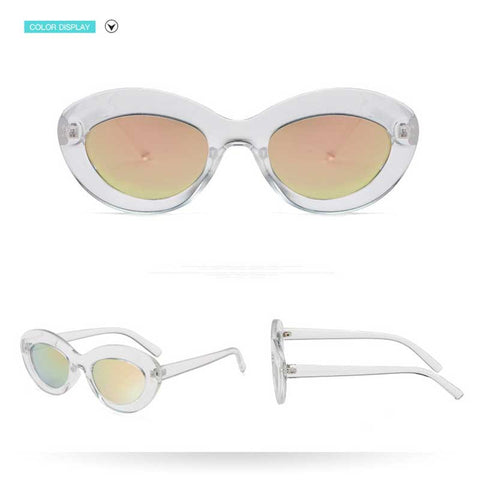 Oval Sunglasses Women Vintage Yellow Pink Lens Glasses Retro Shades For Women Ocean Mirror Sun glasses Fashion Eyewear UV400