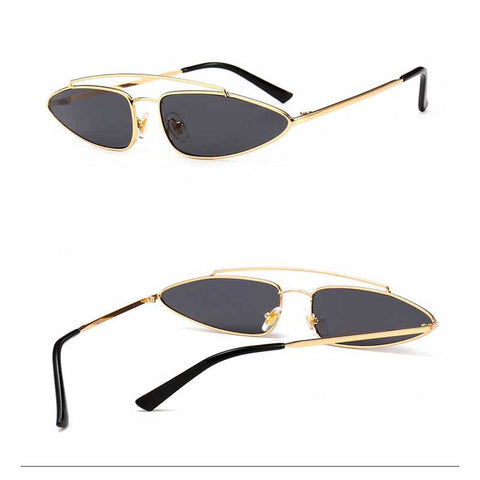 Vintage Cateye Sunglasses Women Brand Designer Retro Metal Frame Cat Eye Sun glasses Men UV400 Eyewear Small Triangle Glasses