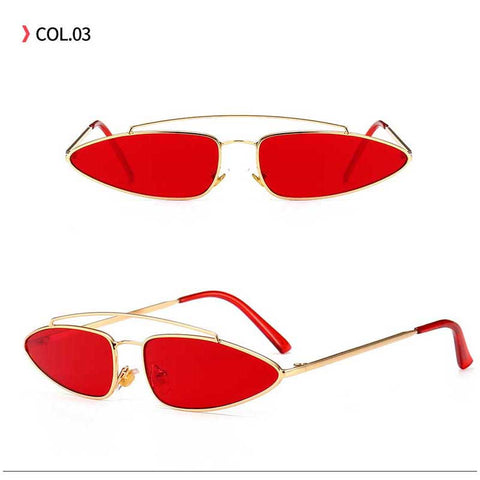 Vintage Cateye Sunglasses Women Brand Designer Retro Metal Frame Cat Eye Sun glasses Men UV400 Eyewear Small Triangle Glasses