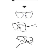 Retro Glasses Frame Women Metal Cat Eye Eyeglasses Fashion Brand Designer Double Beams Transparent Lens Anti-blue Light Eyewear