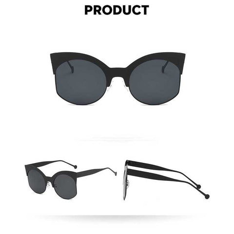Oversized Women Sunglasses Metal Half Frame Coating Lens Glasses Fashion Ladies Oversize Sun glasses Retro Eyewear Shades UV400