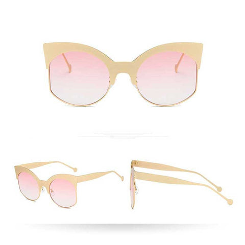 Oversized Women Sunglasses Metal Half Frame Coating Lens Glasses Fashion Ladies Oversize Sun glasses Retro Eyewear Shades UV400
