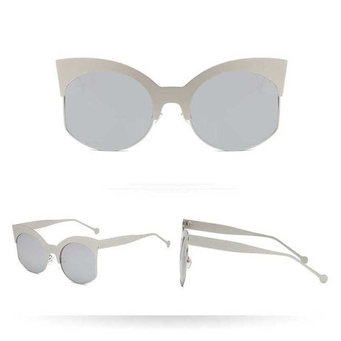Oversized Women Sunglasses Metal Half Frame Coating Lens Glasses Fashion Ladies Oversize Sun glasses Retro Eyewear Shades UV400