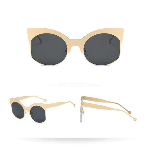 Oversized Women Sunglasses Metal Half Frame Coating Lens Glasses Fashion Ladies Oversize Sun glasses Retro Eyewear Shades UV400