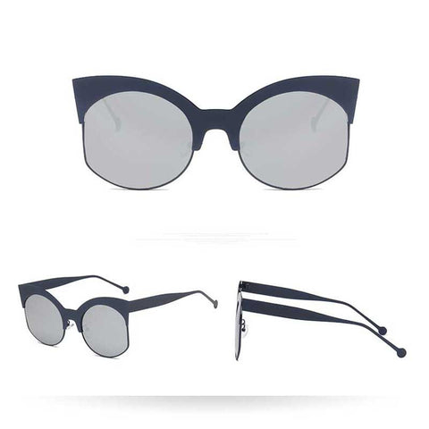 Oversized Women Sunglasses Metal Half Frame Coating Lens Glasses Fashion Ladies Oversize Sun glasses Retro Eyewear Shades UV400