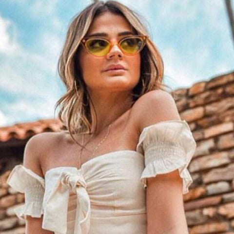 Cat Eye Sunglasses Women Brand Designer Vintage Coating Mirror Glasses Personality Cateye Frame Sun glasses Ladies Retro Shades