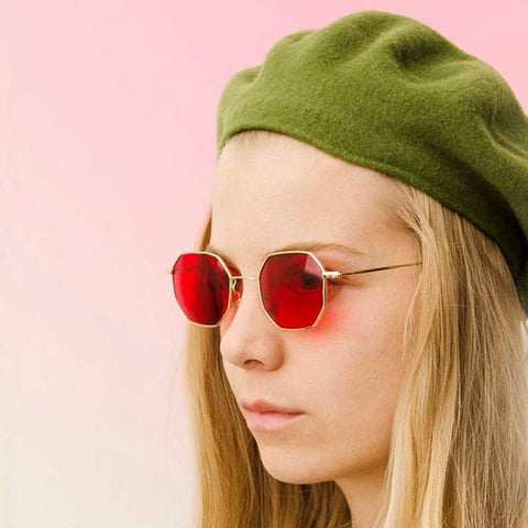 Hexagon Sunglasses Women 2018 Polygon Sun glasses Female Vintage Square Glasses 2018 Fashion Men Small Metal Frame Retro Shades