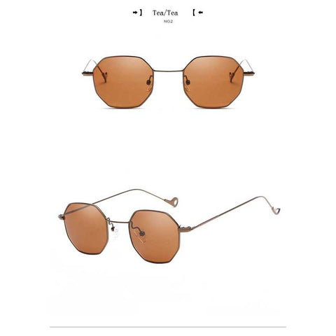 Hexagon Sunglasses Women 2018 Polygon Sun glasses Female Vintage Square Glasses 2018 Fashion Men Small Metal Frame Retro Shades