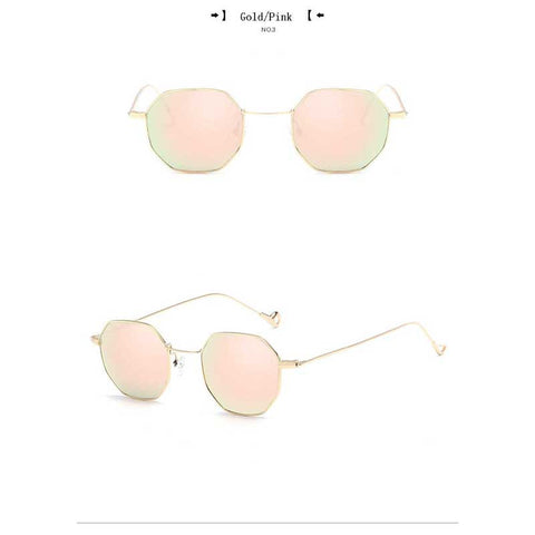 Hexagon Sunglasses Women 2018 Polygon Sun glasses Female Vintage Square Glasses 2018 Fashion Men Small Metal Frame Retro Shades
