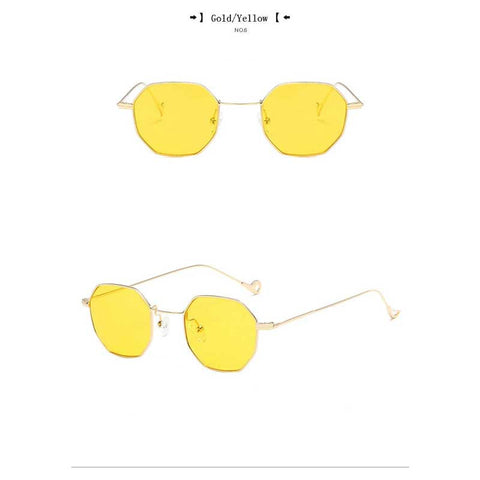 Hexagon Sunglasses Women 2018 Polygon Sun glasses Female Vintage Square Glasses 2018 Fashion Men Small Metal Frame Retro Shades