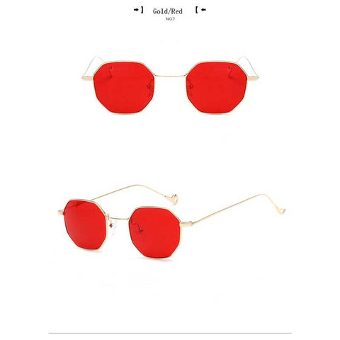 Hexagon Sunglasses Women 2018 Polygon Sun glasses Female Vintage Square Glasses 2018 Fashion Men Small Metal Frame Retro Shades