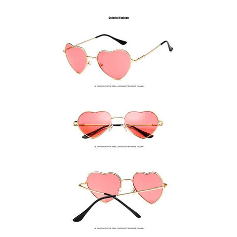 Heart Shaped Sunglasses Women Love Heart Glasses Metal Gradient Sun glasses Sexy Ladies Ocean Shades Vintage Gold Frame Eyewear