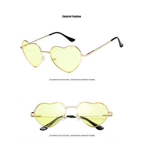 Heart Shaped Sunglasses Women Love Heart Glasses Metal Gradient Sun glasses Sexy Ladies Ocean Shades Vintage Gold Frame Eyewear
