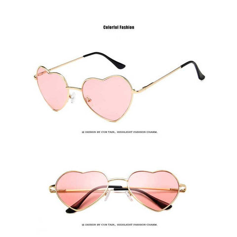 Heart Shaped Sunglasses Women Love Heart Glasses Metal Gradient Sun glasses Sexy Ladies Ocean Shades Vintage Gold Frame Eyewear