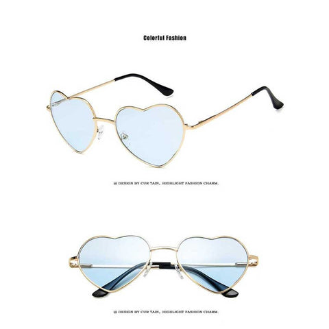 Heart Shaped Sunglasses Women Love Heart Glasses Metal Gradient Sun glasses Sexy Ladies Ocean Shades Vintage Gold Frame Eyewear
