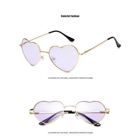 Heart Shaped Sunglasses Women Love Heart Glasses Metal Gradient Sun glasses Sexy Ladies Ocean Shades Vintage Gold Frame Eyewear