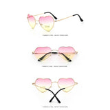 Heart Shaped Sunglasses Women Love Heart Glasses Metal Gradient Sun glasses Sexy Ladies Ocean Shades Vintage Gold Frame Eyewear
