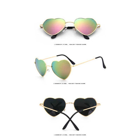Heart Shaped Sunglasses Women Love Heart Glasses Metal Gradient Sun glasses Sexy Ladies Ocean Shades Vintage Gold Frame Eyewear