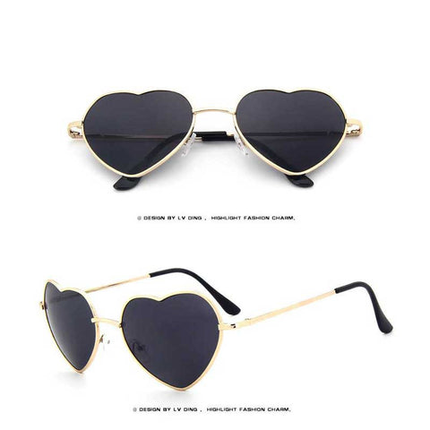 Heart Shaped Sunglasses Women Love Heart Glasses Metal Gradient Sun glasses Sexy Ladies Ocean Shades Vintage Gold Frame Eyewear