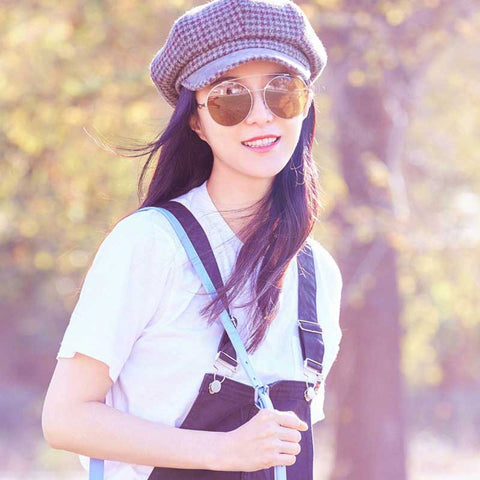 Unique Round Sunglasses for Women Vintage Sun glasses Fashion Ladies Retro Metal Frame Double Beam Coating Lens Glasses UV400