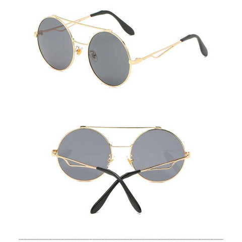 Unique Round Sunglasses for Women Vintage Sun glasses Fashion Ladies Retro Metal Frame Double Beam Coating Lens Glasses UV400
