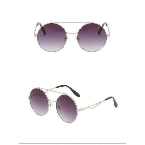 Unique Round Sunglasses for Women Vintage Sun glasses Fashion Ladies Retro Metal Frame Double Beam Coating Lens Glasses UV400