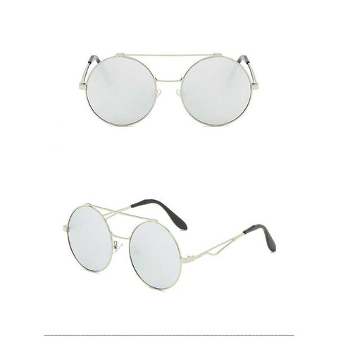 Unique Round Sunglasses for Women Vintage Sun glasses Fashion Ladies Retro Metal Frame Double Beam Coating Lens Glasses UV400