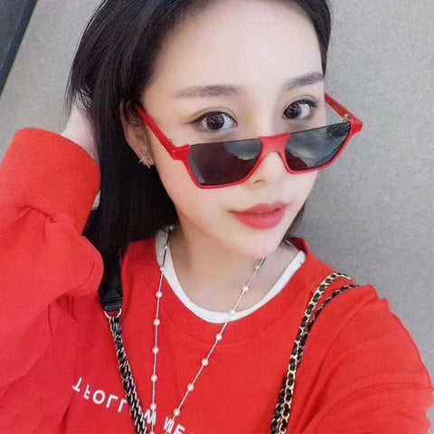 2018 Sunglasses Women Brand Designer Half Frame Cat Eye Sun glasses Vintage Cateye Glasses Female Trendy Shades Retro Eyewear