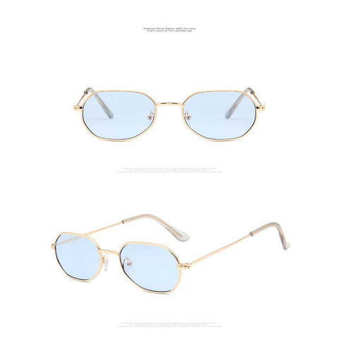 Women Sunglasses Brand Designer Vintage Irregular Blue Pink Glasses Female Retro Polygon Sun glasses Ocean Eyewear Retro Shades