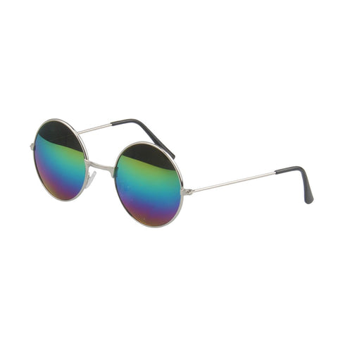 Ultra Light Sunglasses Hippie Round Metal Eyeglasses Glasses Eyewear Unisex Glasses with Nickel Frames and Color Changing Lens